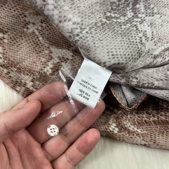 Haute Hippie Women's Size Small Brown Snake Print Silk Shirt Blouse Top - Picture 9 of 10